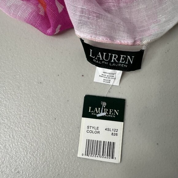 Lauren Ralph Lauren Watercolor Scarf Floral Square Viscose Colorful - Picture 4 of 7
